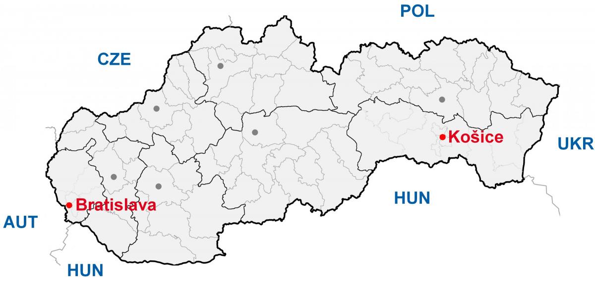 zemljevid kosice Slovaška