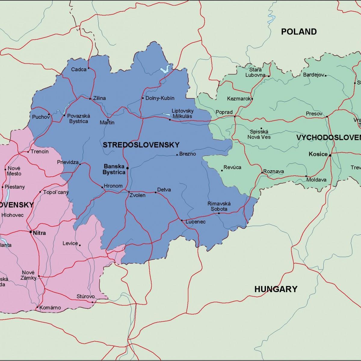 zemljevid Slovaške politične