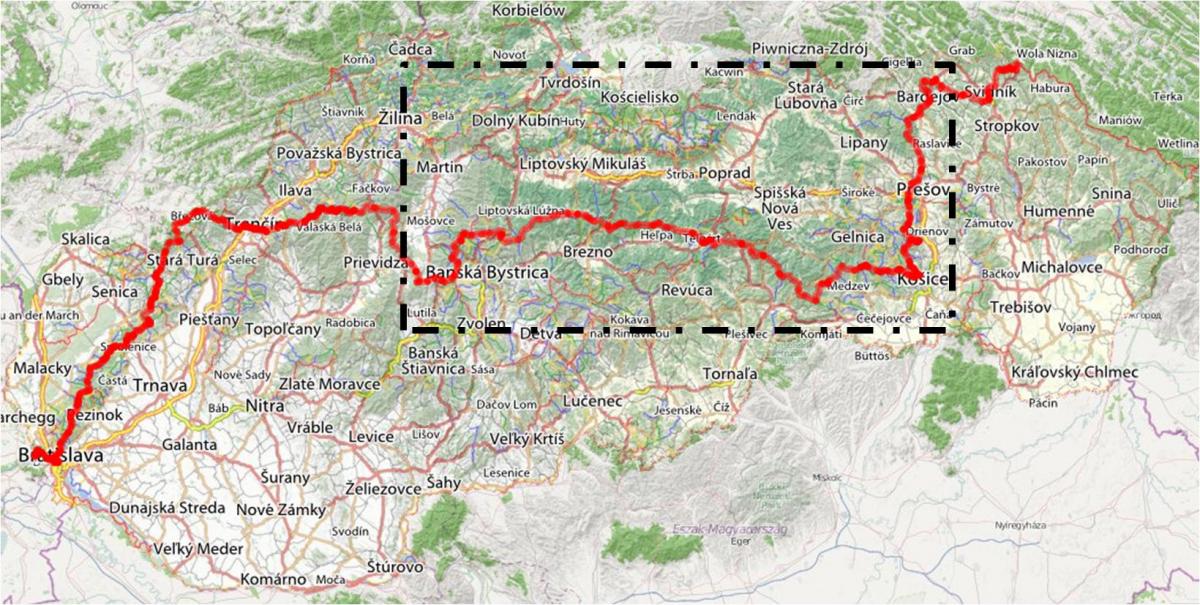 pohodniški zemljevid Slovaška