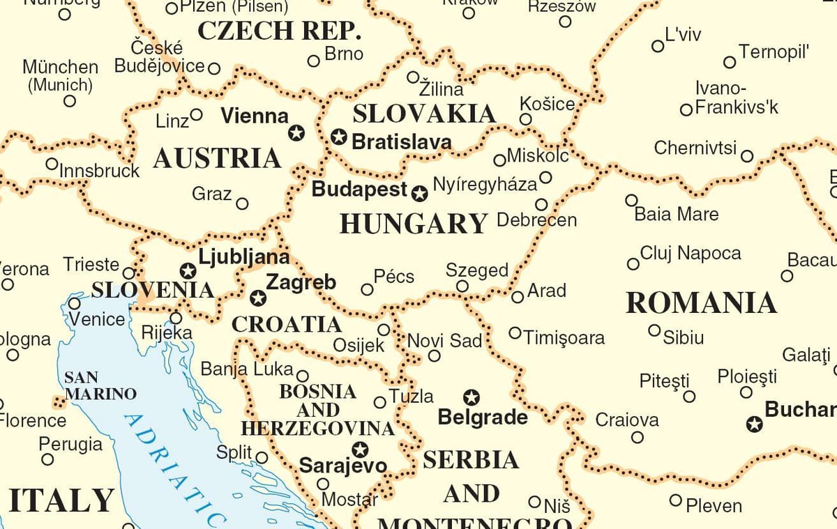 zemljevid Slovaške okoliških državah