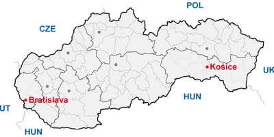 Zemljevid kosice Slovaška