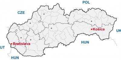 Zemljevid kosice Slovaška