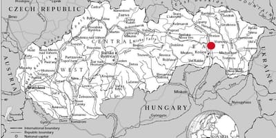 Zemljevid vzhodne Slovaška