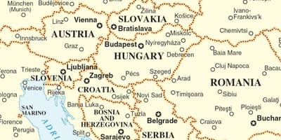 Zemljevid Slovaške okoliških državah