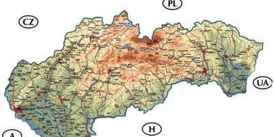 Podroben zemljevid Slovaške